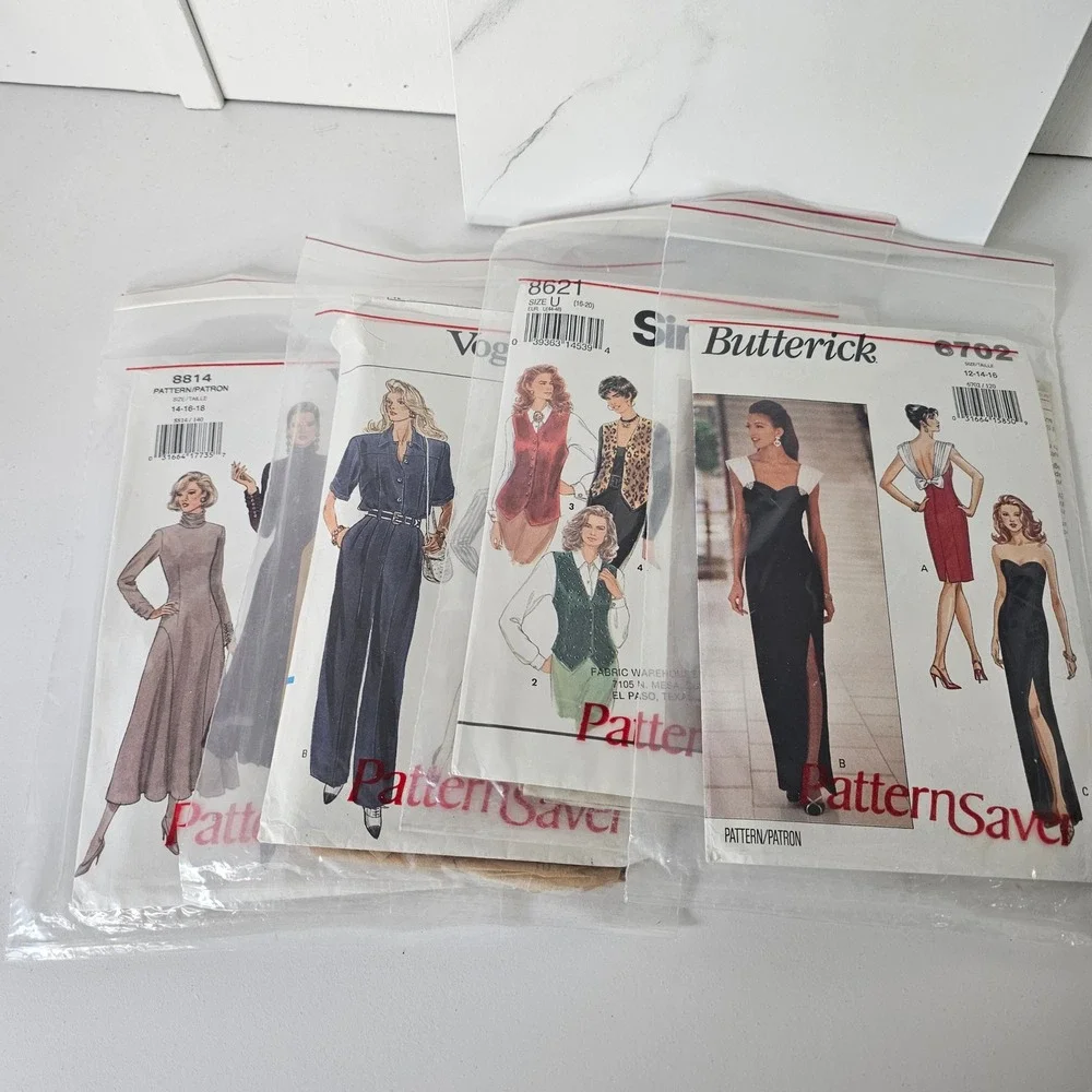 Vintage Sewing Patterns Lot‎ Butterick Vogue Dress Gown Jumpsuit Size 12 14